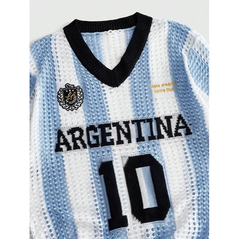 World Cup V-Neck Knit Soccer Style Top